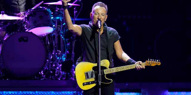 Singer Bruce Springsteen performs during his tour on Feb. 1, 2023, at Amalie Arena in Tampa, Florida. Springsteen’s planned performance on March 14, in Albany, New York, was postponed due to illness.