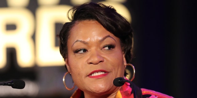 Honoree New Orleans Mayor LaToya Cantrell speaks during the CROWN Awards ceremony in the Grand Ballroom of the Westin Hotel on July 3, 2022, in New Orleans, Louisiana. 