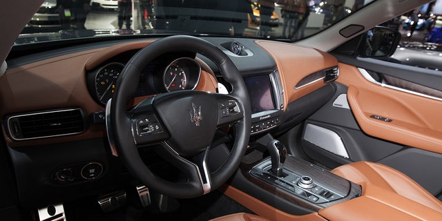 The interior of a Maserati SpA Levante vehicle.