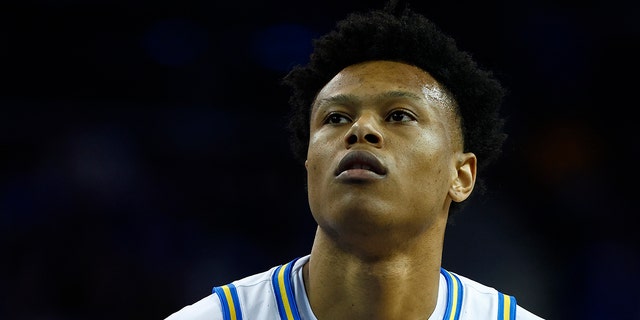Jaylen Clark #0 of the UCLA Bruins in the first half at UCLA Pauley Pavilion on March 04, 2023 in Los Angeles, California.