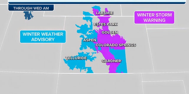 Fox Weather map showing winter storms