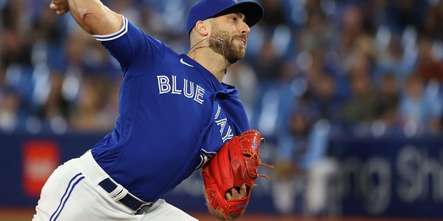  Toronto Blue Jays relief pitcher Anthony Bass, #52, as the Toronto Blue Jays play the Tampa Bay Rays at Rogers Centre in Toronto Sept. 14, 2022.