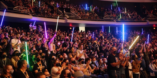 Fans attend the panel for "Star Wars: The Bad Batch" series at Star Wars Celebration in Anaheim, California, on May 29, 2022. 