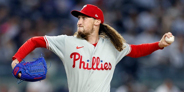 Matt Strahm of the Philadelphia Phillies pitches against the New York at Yankee Stadium on April 4, 2023, in the Bronx.