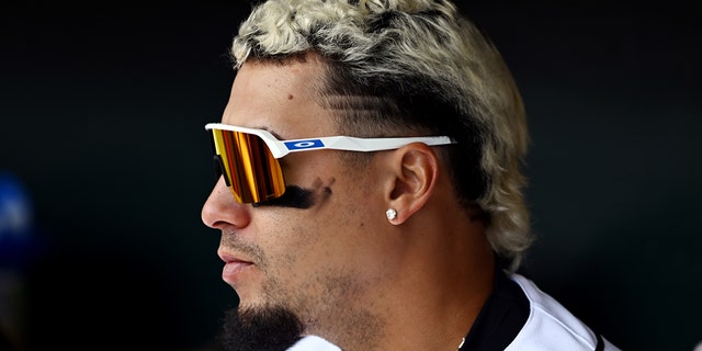 Javier Báez of the Tigers in the dugout during the Boston Red Sox game at Comerica Park on Thursday, April 6, 2023, in Detroit.