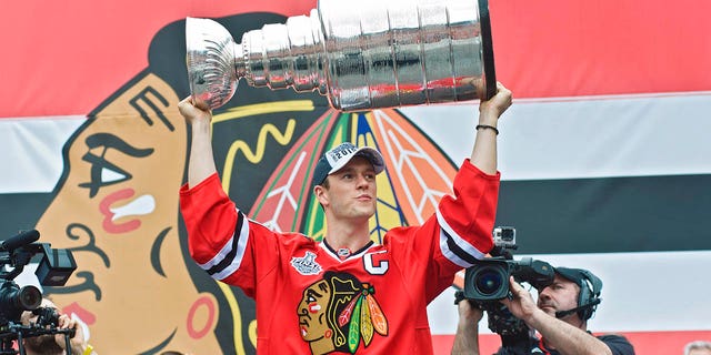 Jonathan Toews attends Chicago's Stanley Cup parade June 18, 2015, in Chicago.
