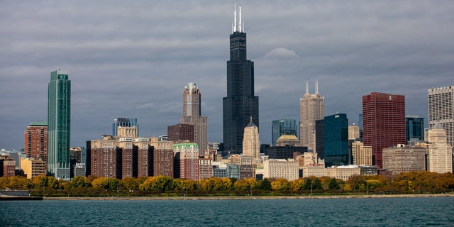 The skyline of Chicago with Lake Michigan in the foreground is seen Oct. 16, 2022. 