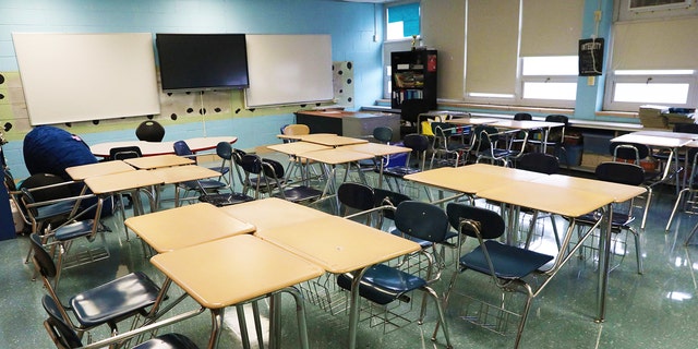 Empty classroom on camera