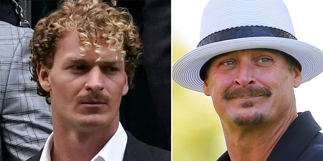 Daniel Penny with a mustache and Kid Rock wearing a white hat.