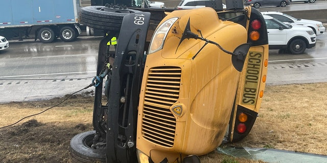 overturned school bus