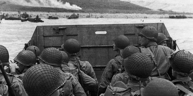 Men on D-Day landing craft