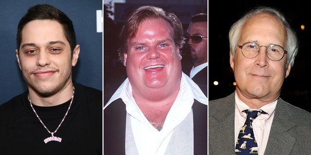 Comedians Pete Davidson, Chris Farley and Chevy Chase