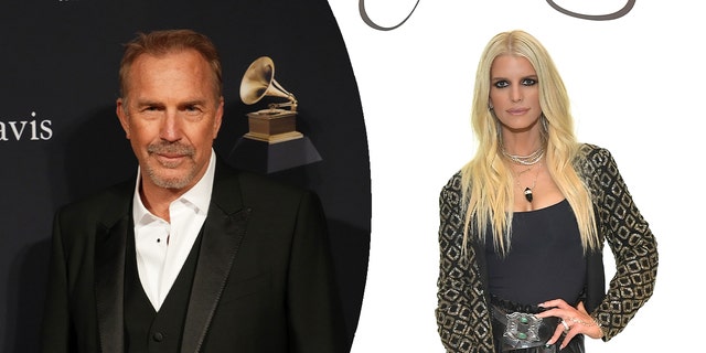 side by side of Kevin Costner and Jessica Simpson