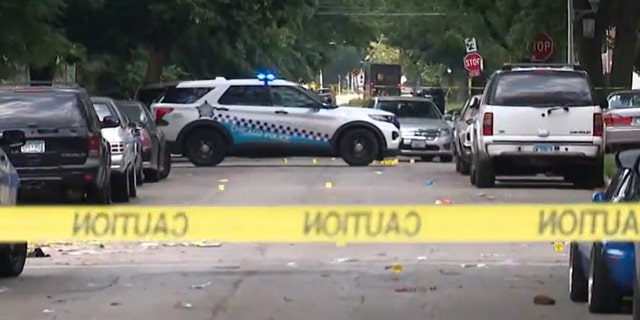 Chicago Police cruiser on street at crime scene