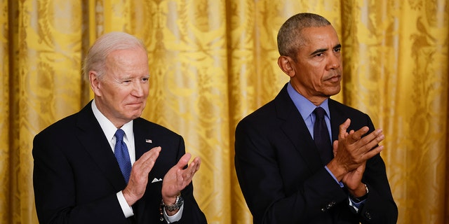 U.S. President Joe Biden and former President Barack Obama