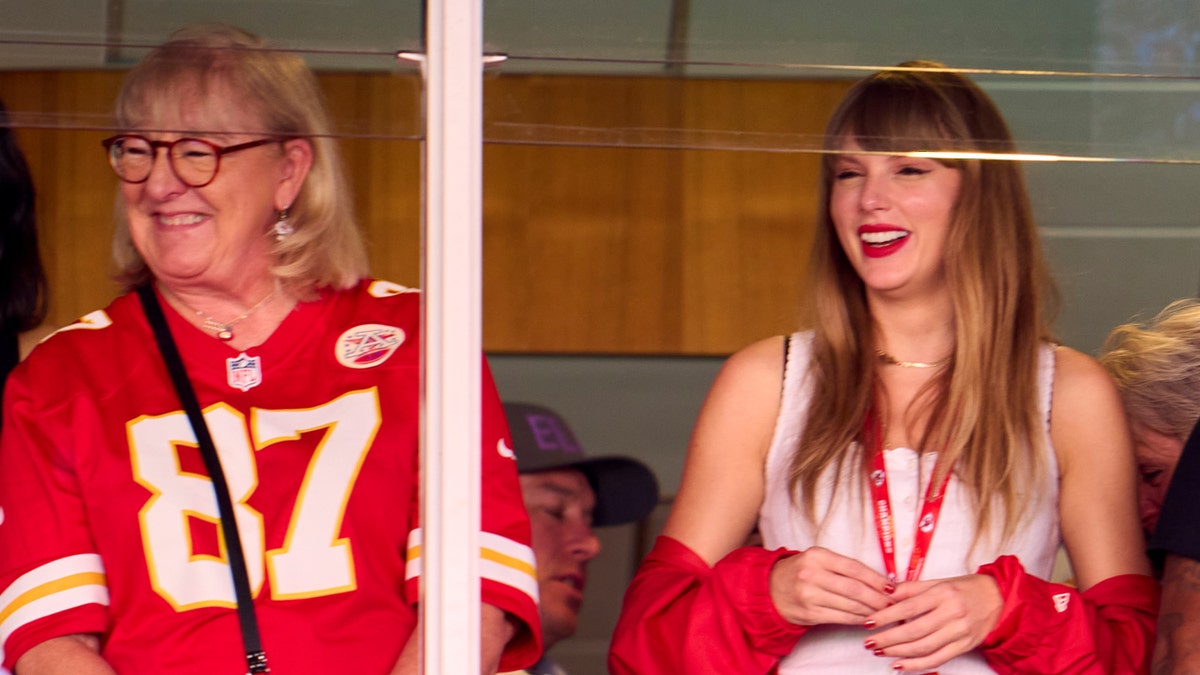 Taylor Swift sports red NFL jacket to match Kansas City Chiefs