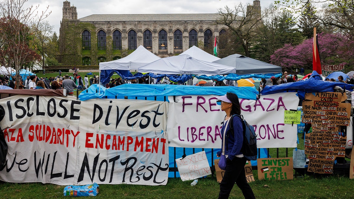 Students and residents camp outside Northwestern University